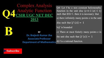 Complex Analysis:  #Analytic Function #CSIR_UGC_NET DEC 2013