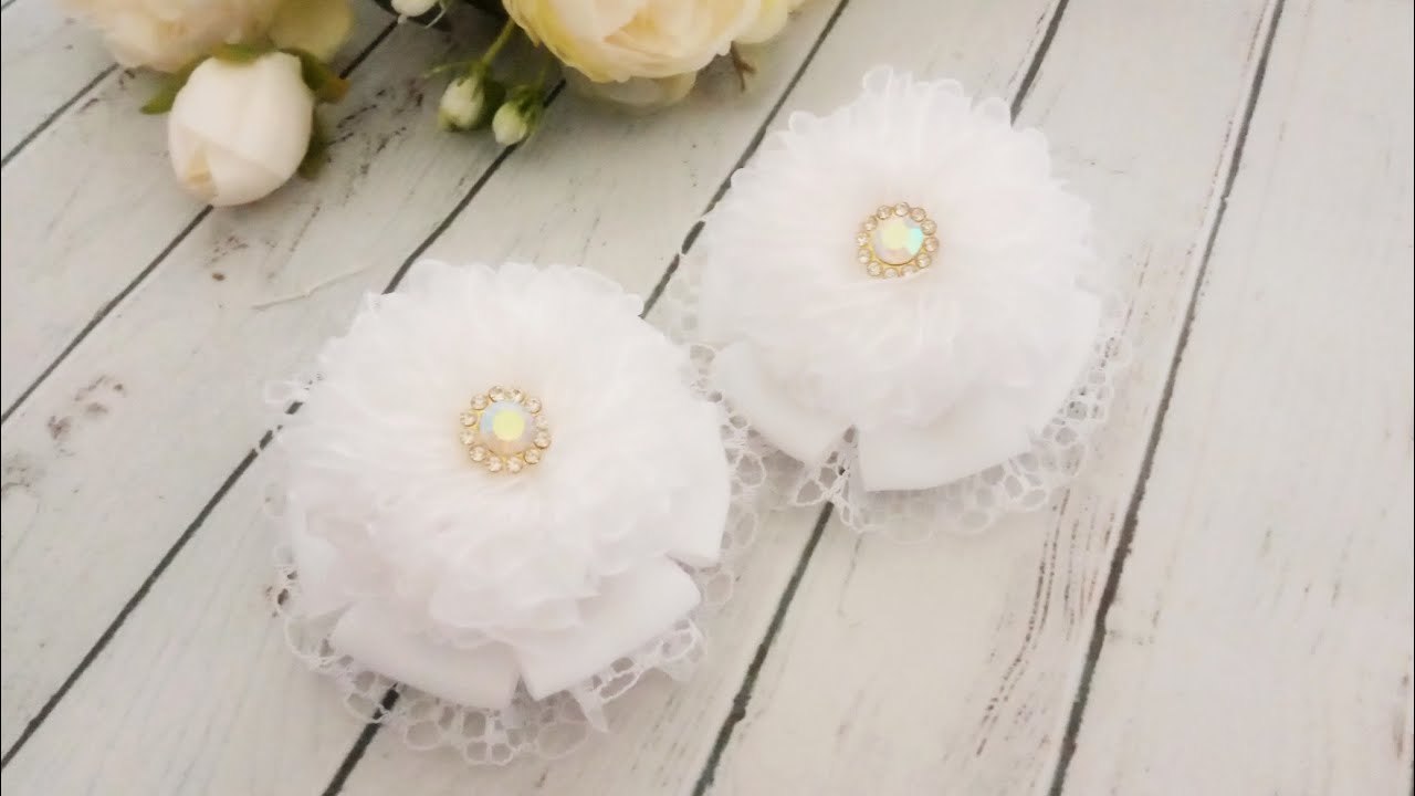 Белые бантики из органзы и репса! школьные бантики!