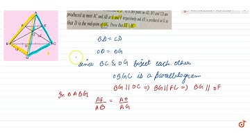The side BC of a `DeltaABC` is bisected at D. O is any point on AD, BO and CO are produced to m...