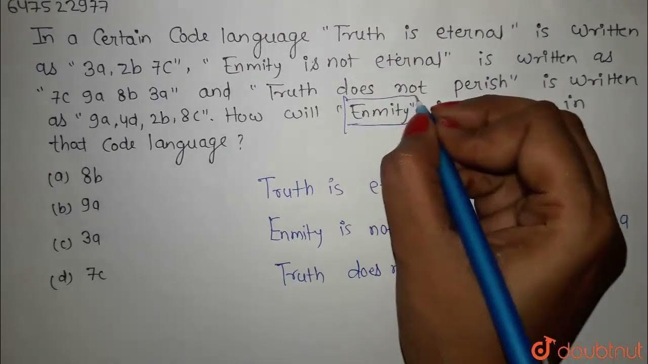 In a certain code language \'\'Truth is eternal\'\' is written as ...
