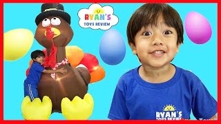 HUGE SURPRISE EGGS OPENING THANKSGIVING TURKEY Disney Toys Mr Potato Head Spiderman Mickey Mouse