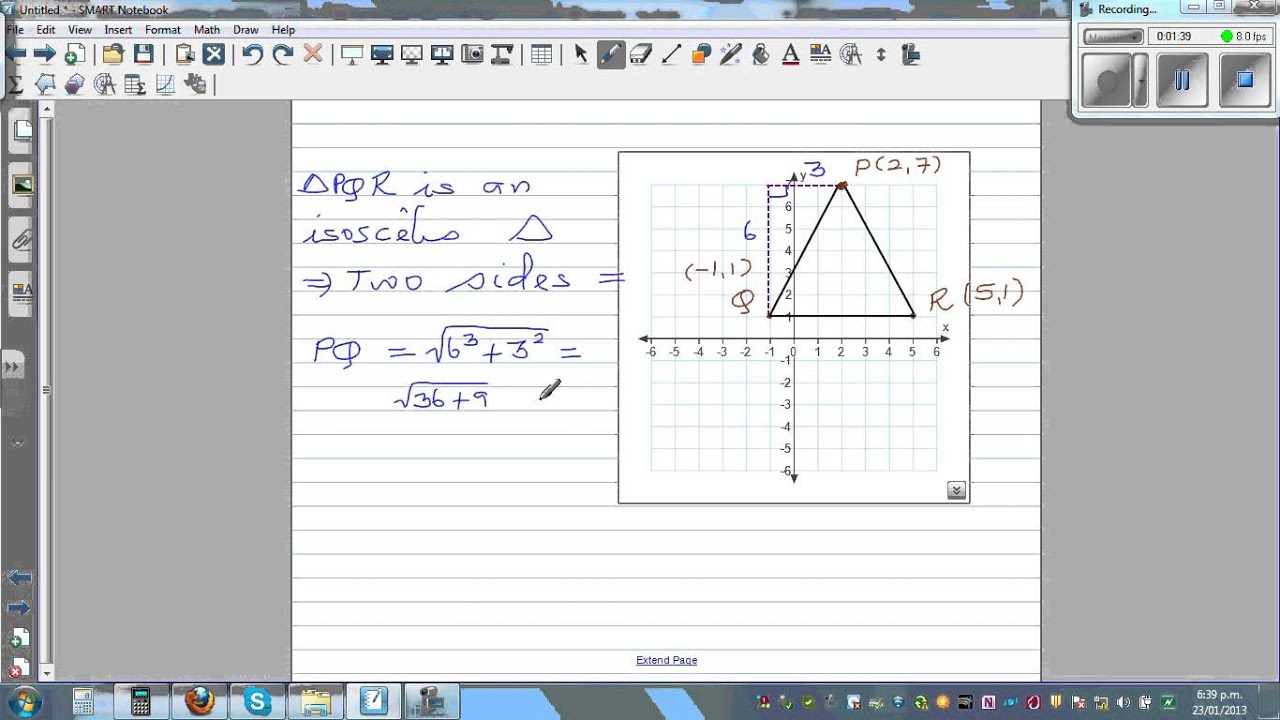 area of triangle isosceles in coordinate plane area of triangle isosceles in coordinate plane