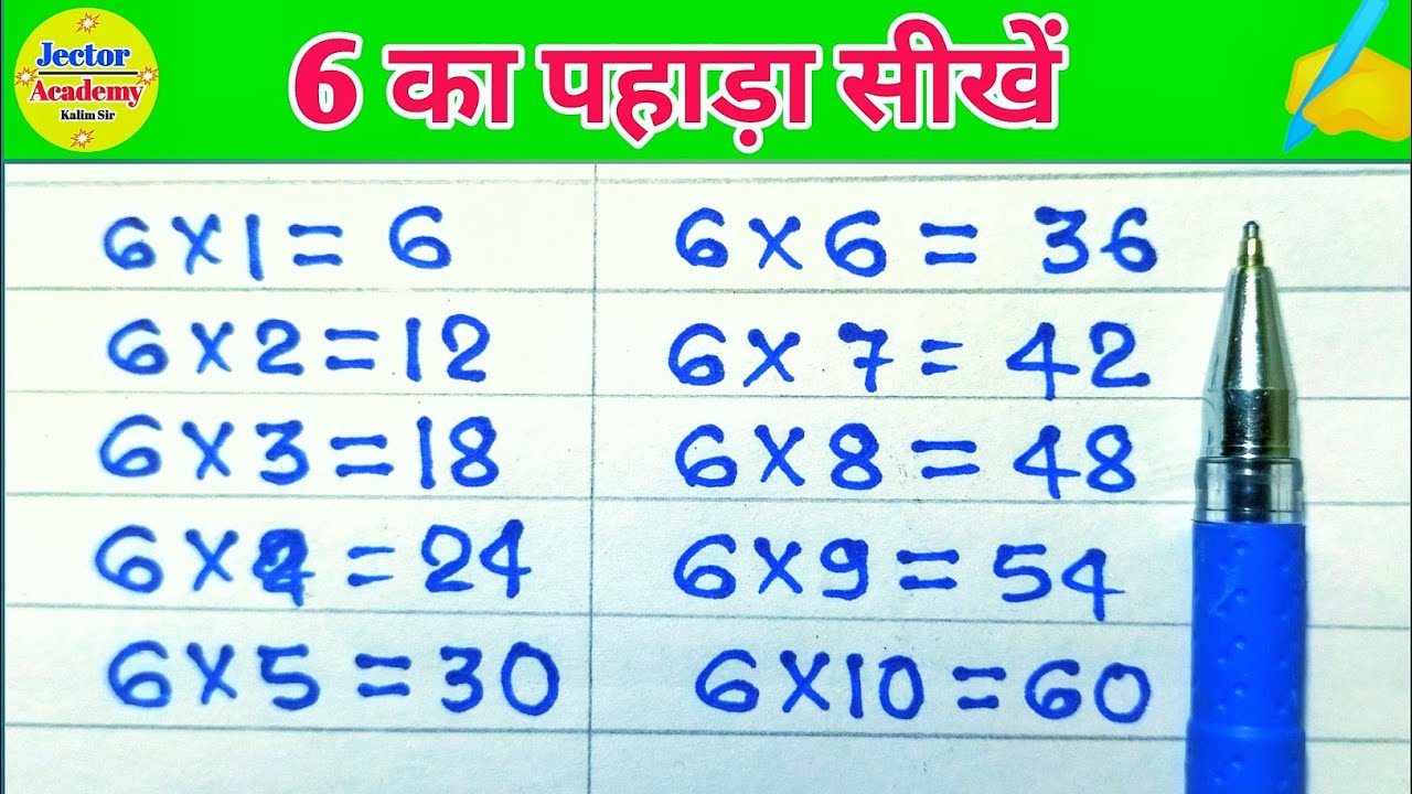 6 ka pahada | 6 का पहाड़ा | table of 6 | multiplication table in hindi ...