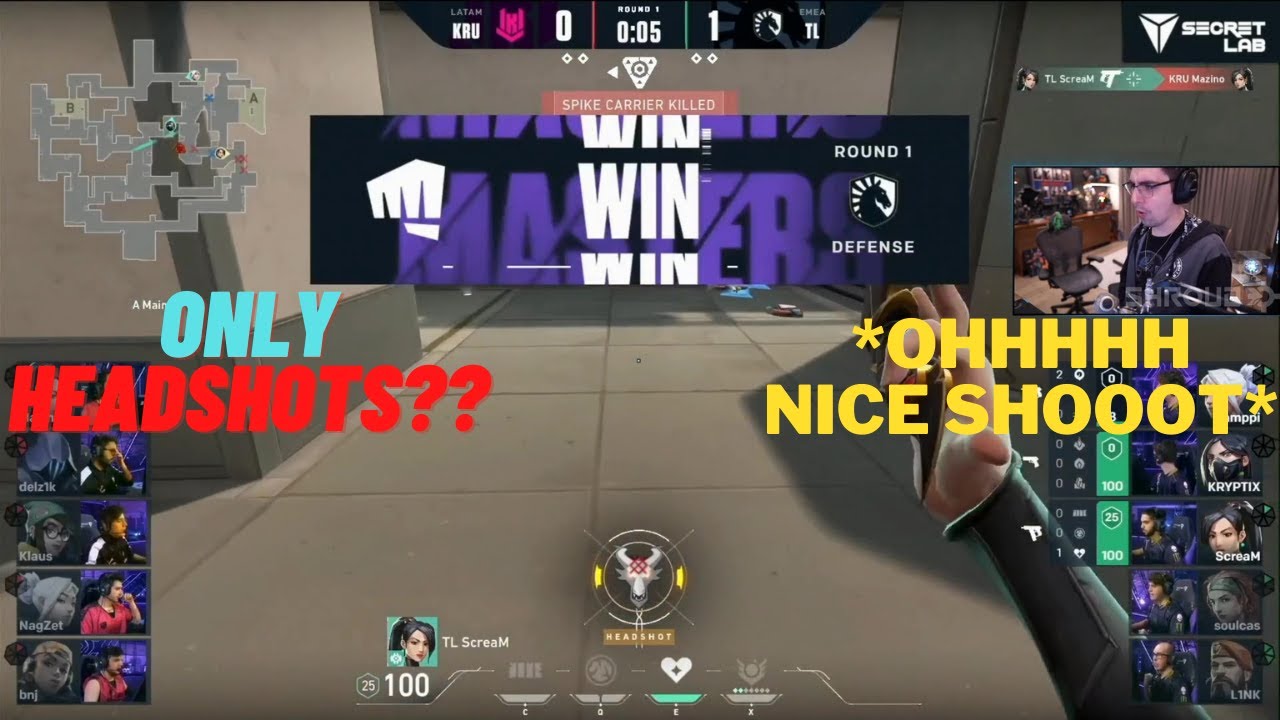 Shroud Reacts on TL ScreaM headshots v/s KRU in VCT Masters