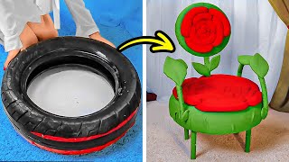 Muebles DIY con estilo: Convierte un viejo neumático en una hermosa silla