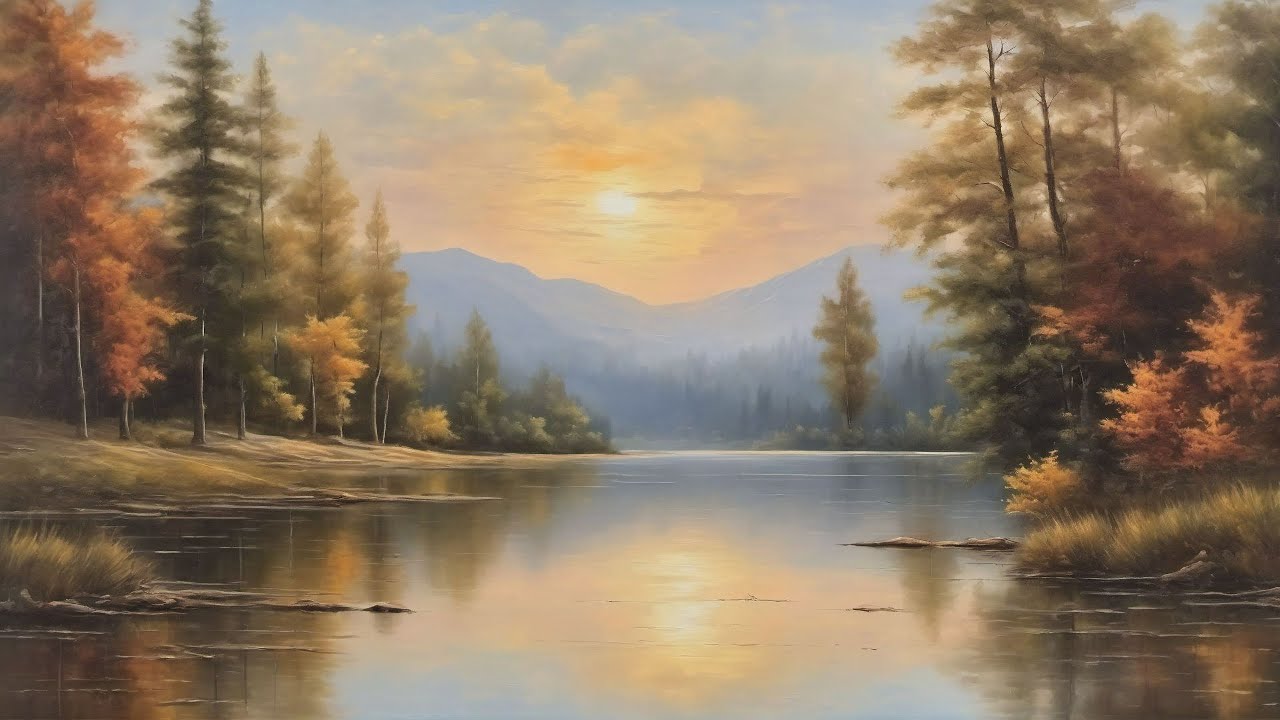 Peaceful River Landscape | Oil Painting Style | 1 Hour Relaxing Nature for TV 4K