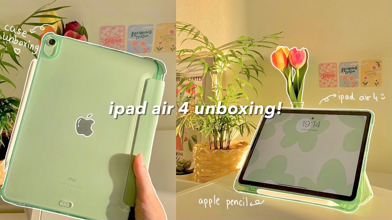 📦 ipad air 4 (green) unboxing | apple pencil 2 + accessories 🍵🌷