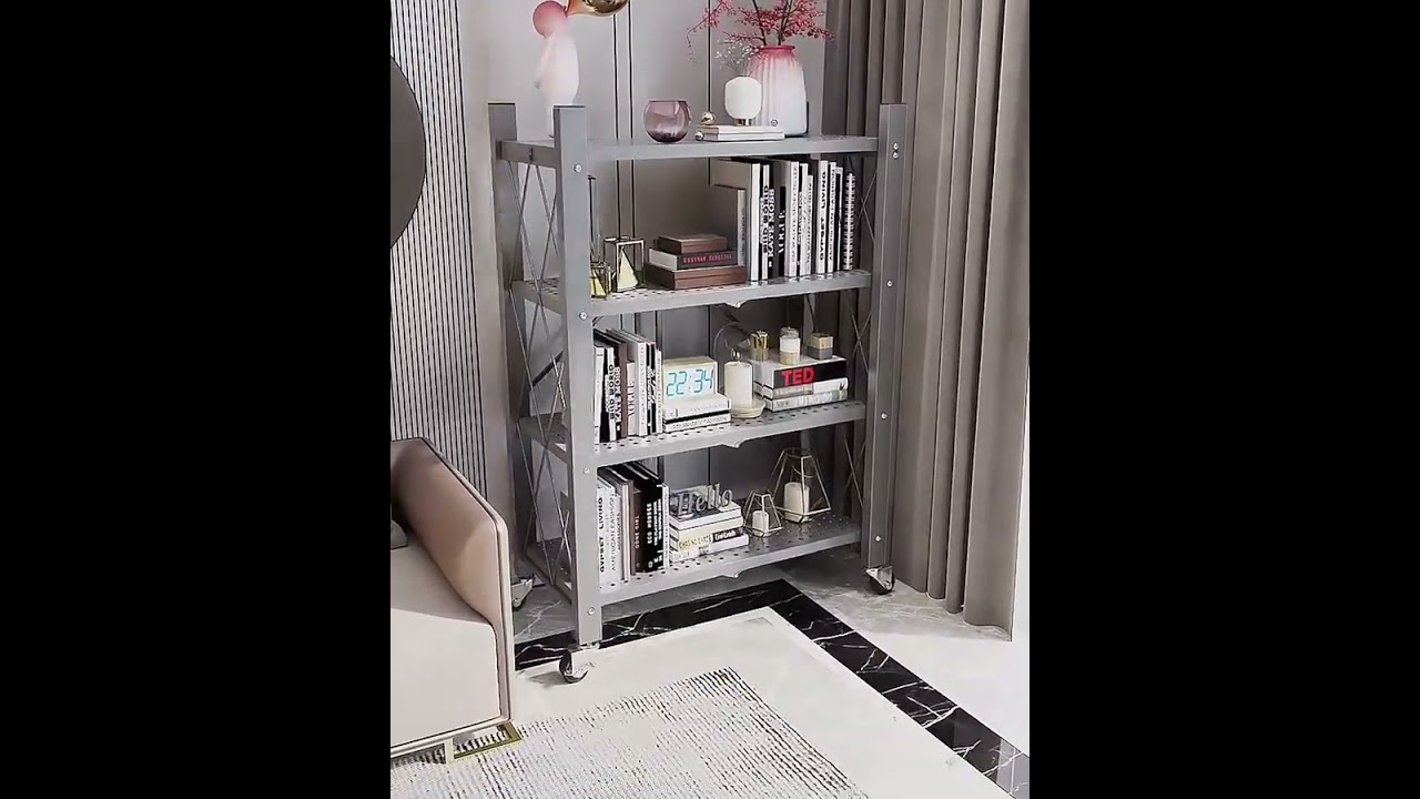 5 Tier Stainless Steel Foldable Storage Rack - Black