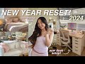 New year reset for 2024  deep cleaning my apartment new desk new room organizing etc