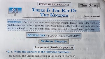 3rd Standard English Workbook Chp 21 There Is The Key Of The Kingdom @omeducation8606