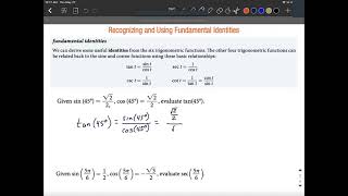 Using Fundamental Trigonometric Identities to evaluate trig functions Profile