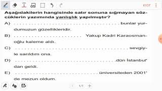 Satır sonuna sığmayan sözcüklerin yazımı Test 123/ Soru 6 ( Yazım Kuralları soru çözümü) screenshot 4