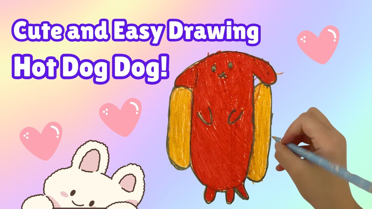 How to Draw a Hot Dog Dog 🌭🐶 | Easy Drawing for Kids | Happy Rainbow Lane