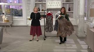 Susan Graver Printed Sheer Chiffon Fully Lined Skirt on QVC