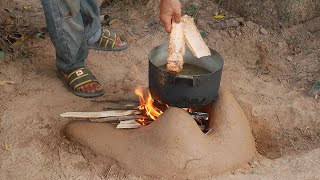 New way to make firewood stove - with clay and stones