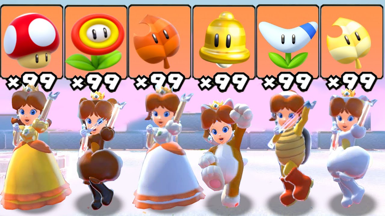 Super Mario 3d World All Daisy Power Ups Youtube