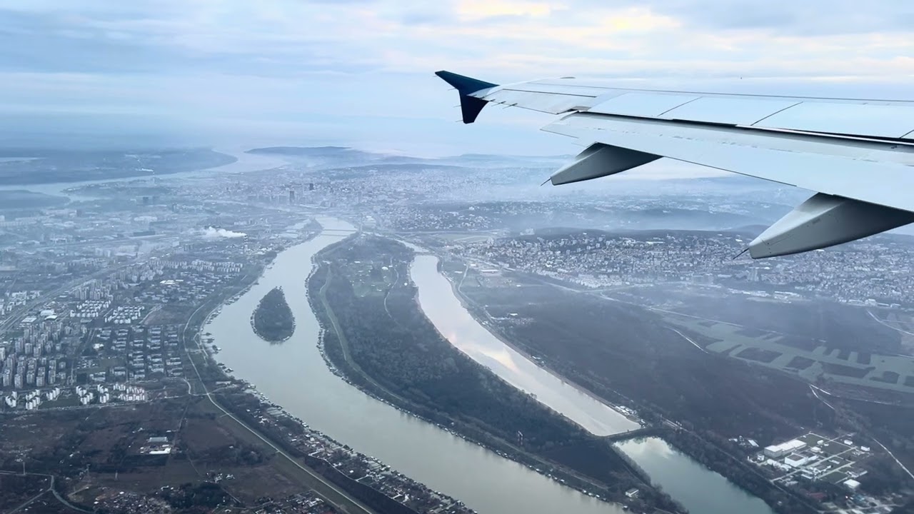 Morning take off from Belgrade with full city view