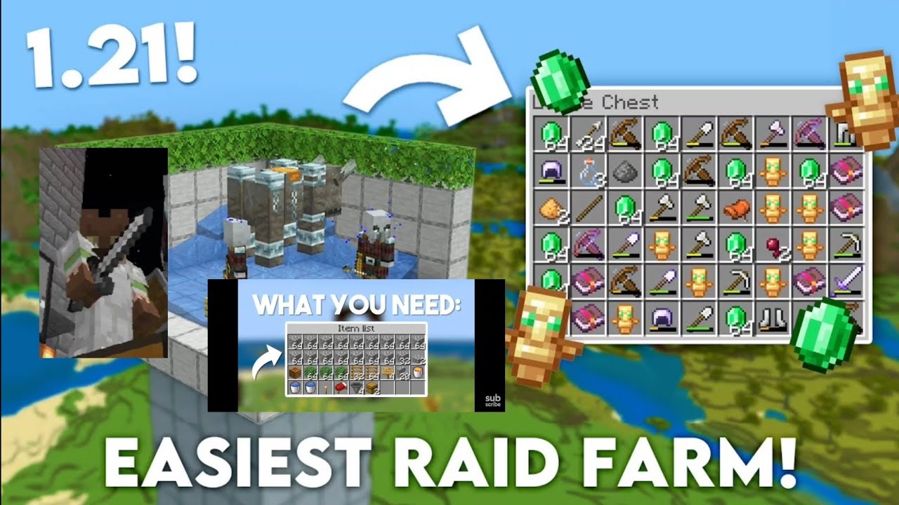 Easiest raid farm ever MCPE 1.21 version minecraft pocket edition ...