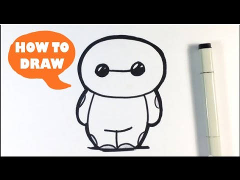 How to Draw Cute Baymax from Big Hero 6 - Easy Things to ...