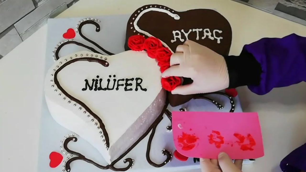 Aşk Pastası Buttercream ile Kalp Şeklinde Pasta Yapımı YouTube