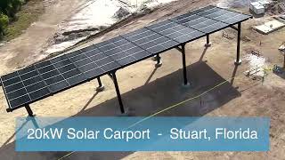Solar Carport Construction  hurricane rated 20kW Carport in Florida using bifacial modules