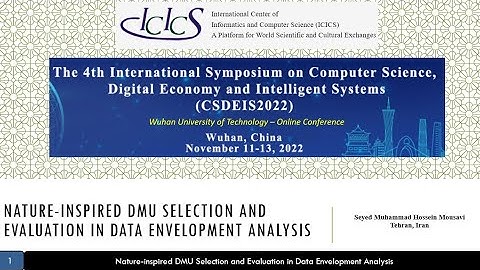 Nature inspired DMU Selection and Evaluation in Data Envelopment Analysis Paper 2014 Presentation