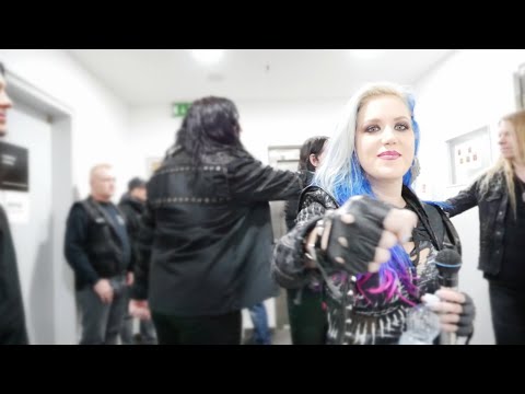 Arch Enemy before walking up on stage in Prague to The Best Fans In The World