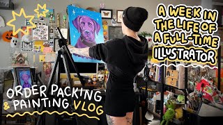 ART VLOG ✦ packing orders and pet painting at a gala | full time illustrator