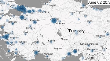 Mapping #occupygezi #direngeziparki tweets in Turkey