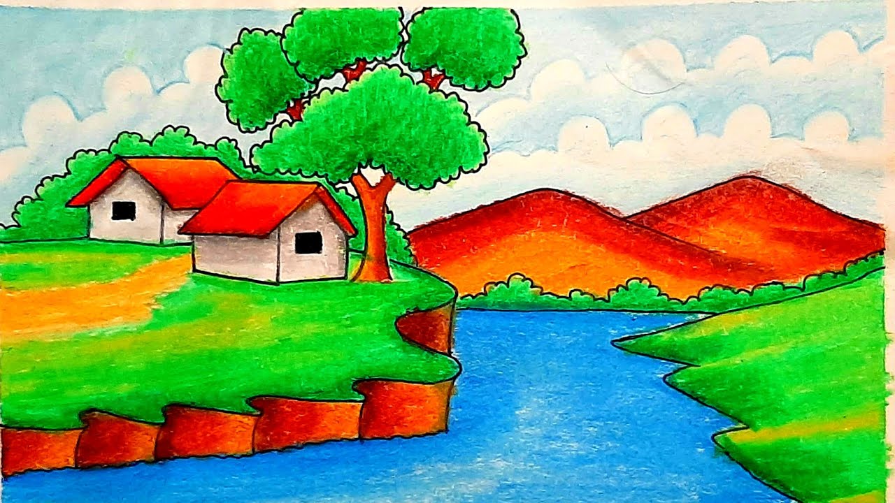 27 Best Easy Scenery Drawing ideas  easy scenery drawing oil pastel  colours scenery