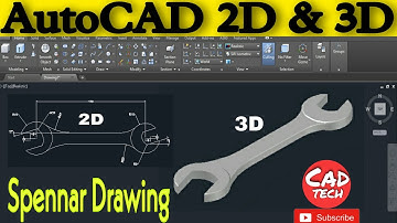 Spanner 3D Drawing in AutoCAD 2020|| AutoCAD 3D Wrench Tutorial (Basic) ||Spanner 3D Model AutoCAD||