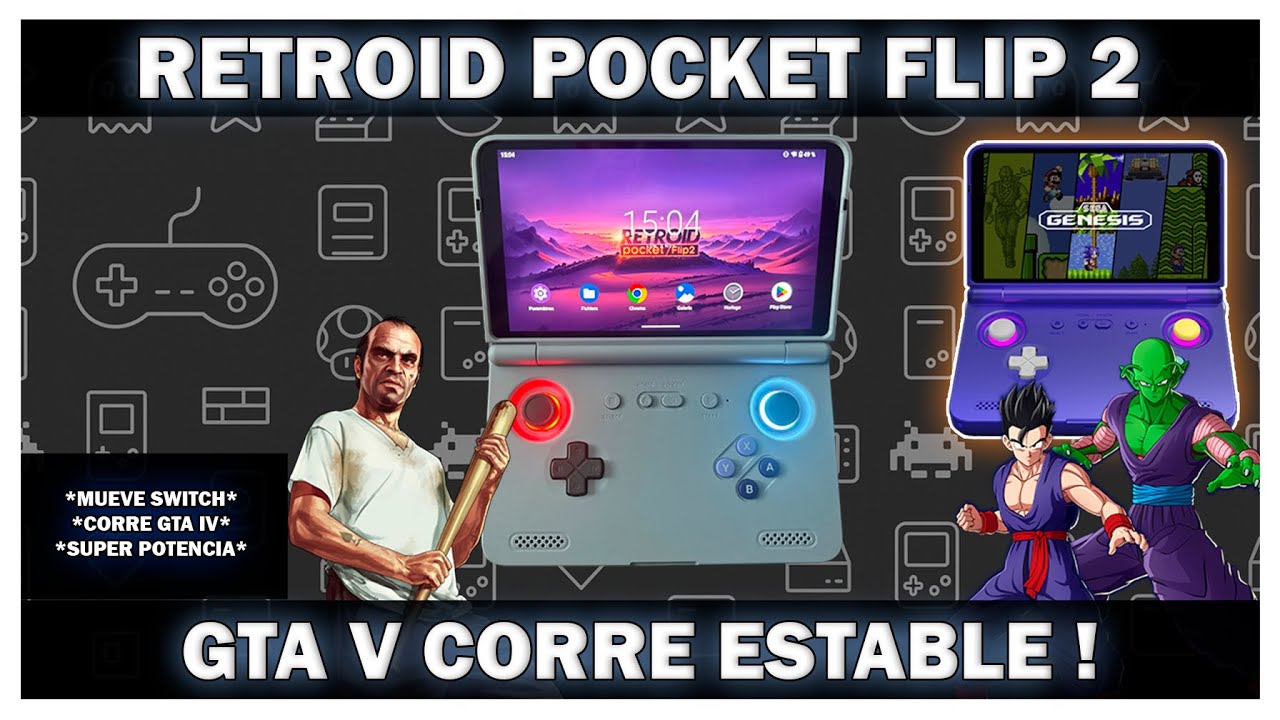 Retroid Pocket Flip 2 - Calidad, Tipo Concha Y POTENTE ! MUEVE GTA V ! SWITCH Y PS3 !