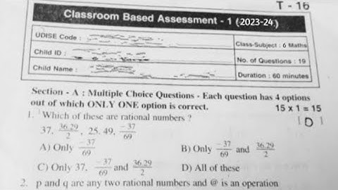 Ap 6th class cba-1 fa1 maths question paper 2023-24|6th class maths cba-1 question paper 2023 Ap