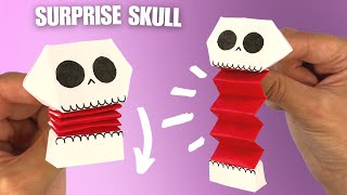 Halloween origami sugar skull with surprise jaw, DIY Halloween paper skull