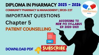 CH 5 : Patient Counselling Important Questions | D.Pharmacy (2025-2026)