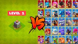 Level 1 CRUSHER Vs All Level 1 Troops - Clash of clans #clashofclans#video