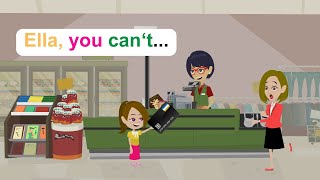 Ella, don't shopping anymore - Simple English Story - Comedy Animated Story - Ella English