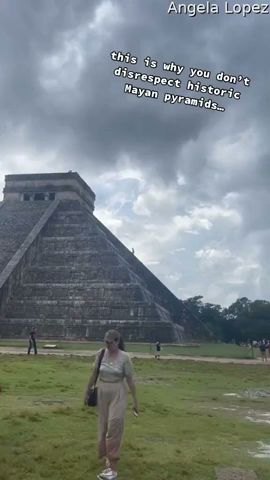 WATCH this tourist get mobbed after climbing ancient Mayan pyramid 👀 #shorts | NY Post