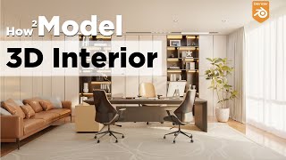 How to make 3D interior office in blender Tutorial | Free Models