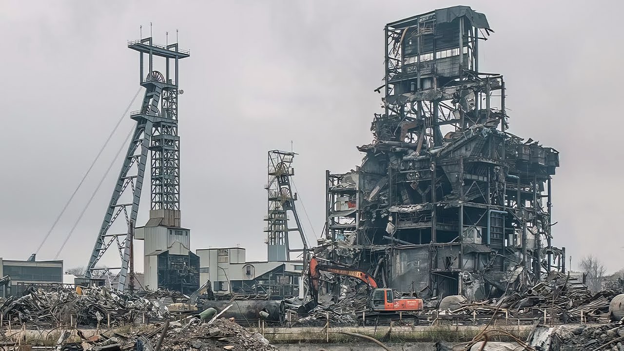 KWK Boże Dary w trakcie wyburzania - 2018