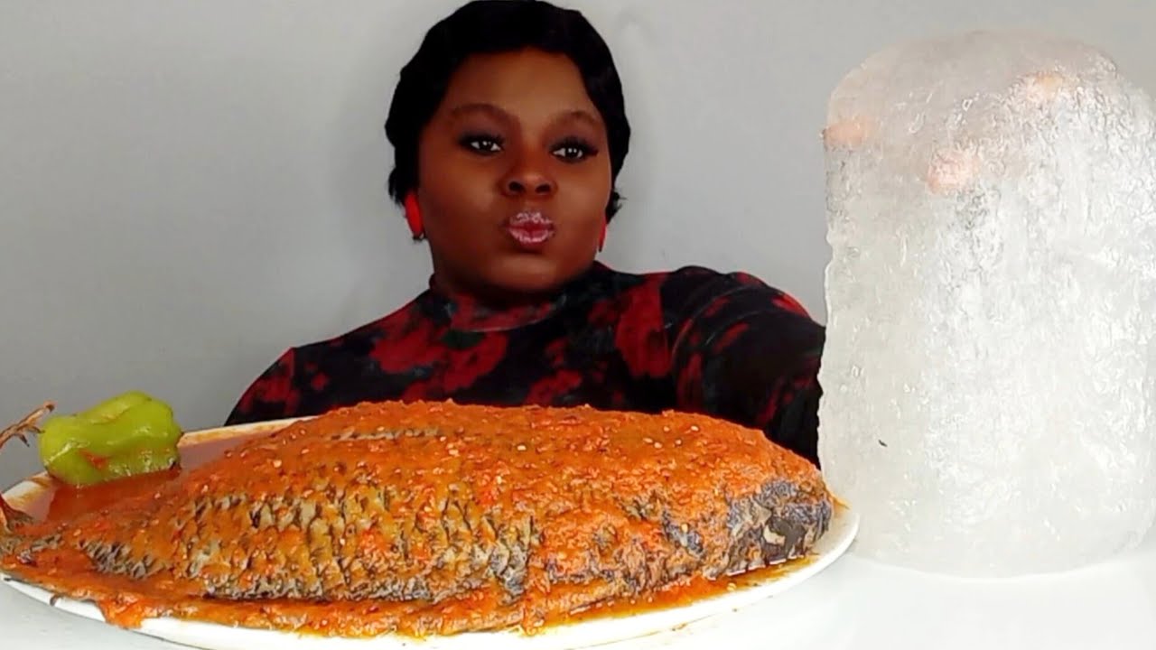 EPIC MUKBANG: Eating Giant Tilapia Fish Pepper Soup with Soft White Starch | ASMR Eating Show