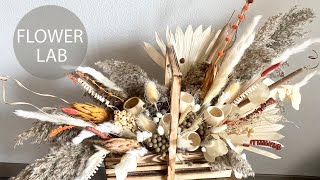 Boho flower arrangement DIY Autumn Bouquet in a basket /Flower making TUTORIAL