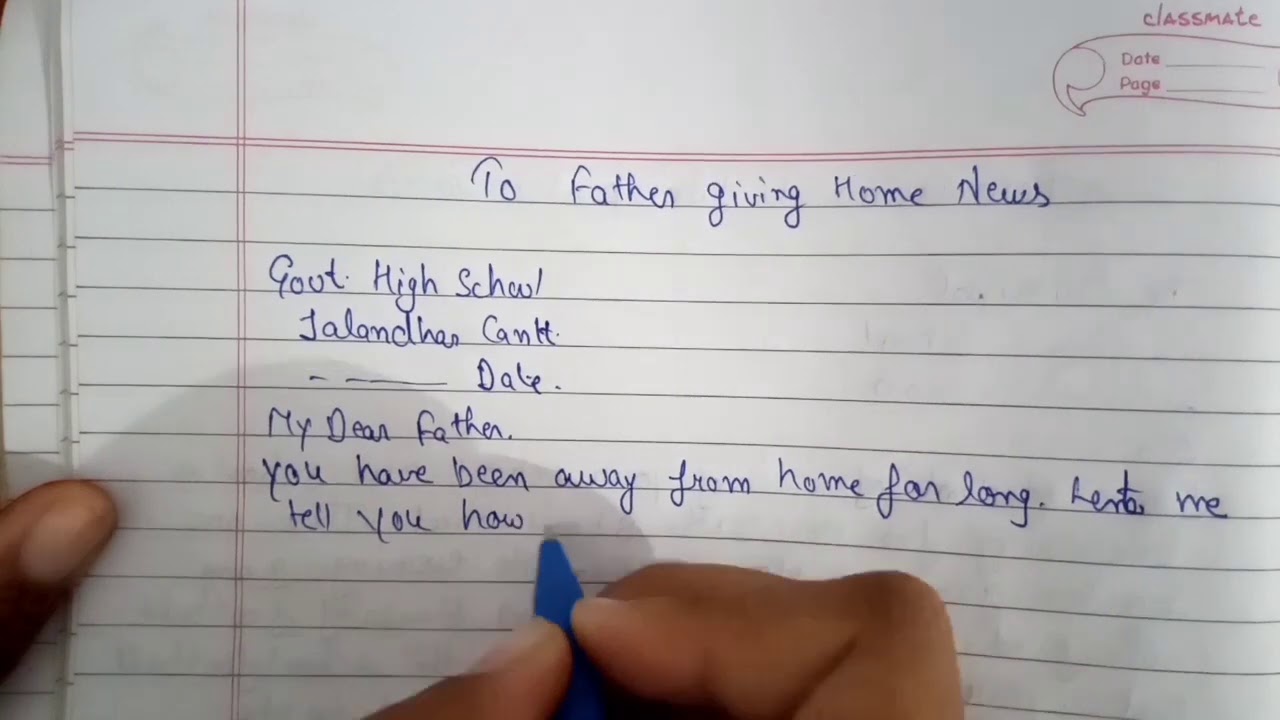 write a Letter to father giving home news