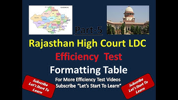 RSMSSB LDC EFFICIENCY TEST/HighCourt LDC Efficiency Test | Table Formatting | PART-5