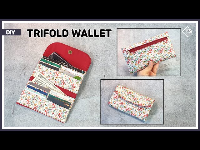 DIY Trifold wallet / Fabric purse wallet / no bias / sewing tutorial [Tendersmile Handmade] class=