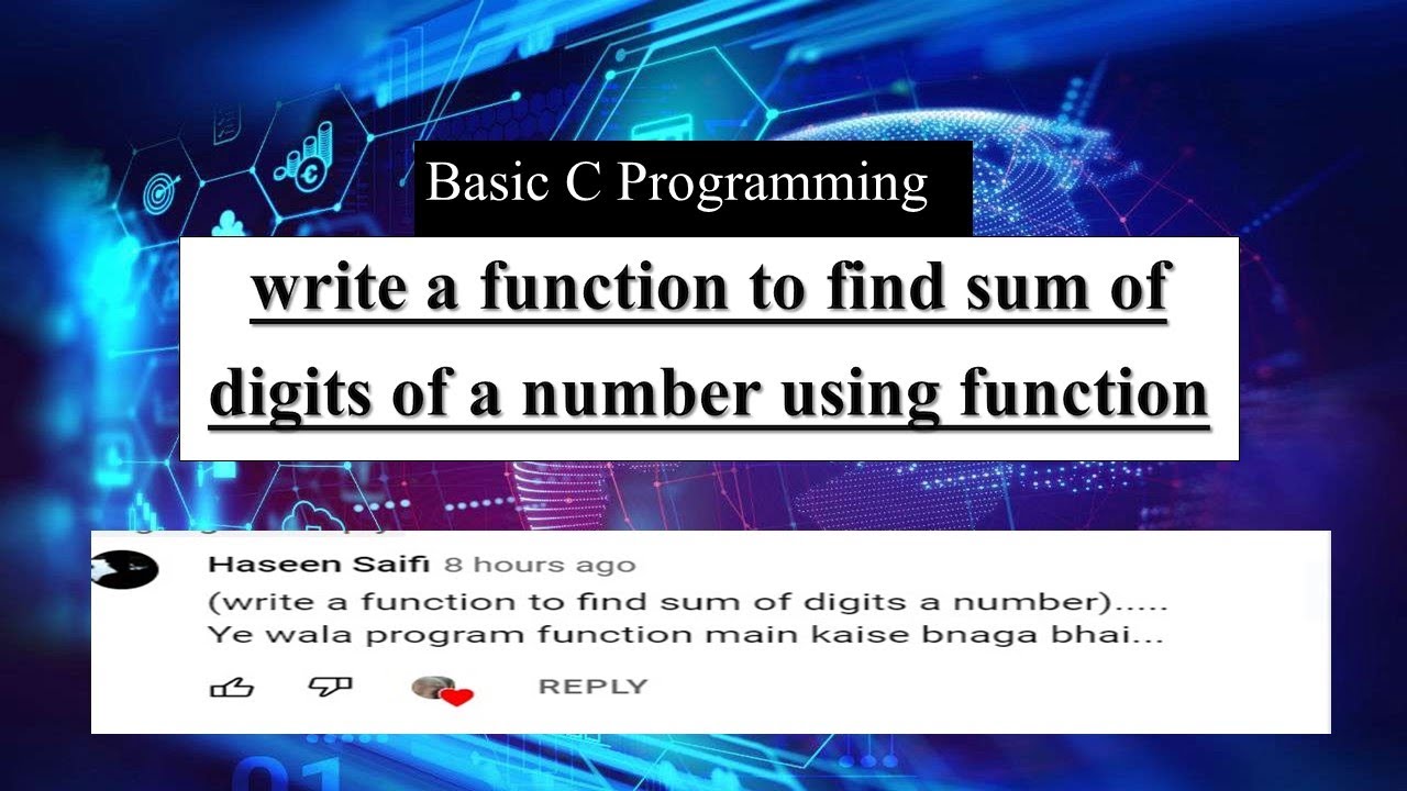Exercise 24 || Sum of digits of a number using function - YouTube