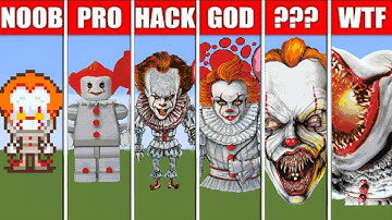 PIXEL ART (NOOB VS PRO VS HACKER) PENNYWISE IN MINECRAFT