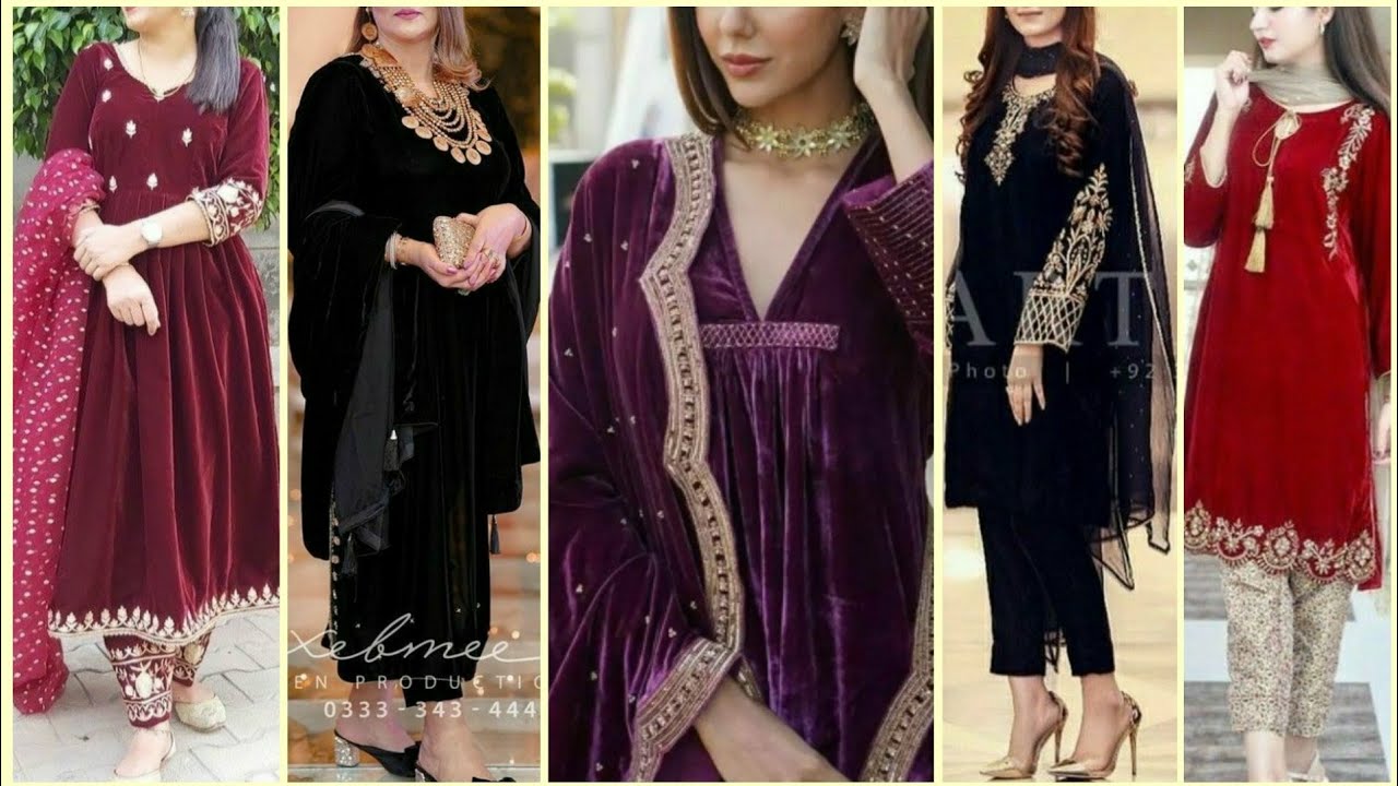 Velvet dress design ideas | Winter wedding wear | New velvet designs |  Trendy dresses | Embroidered velvet dress | Latest Dress Design… | Instagram