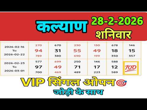 KALYAN  Trick 28/02/2026 | Kalyan Jodi ! Kalyan panna! Kalyan open! Kalyan chart ! Live today