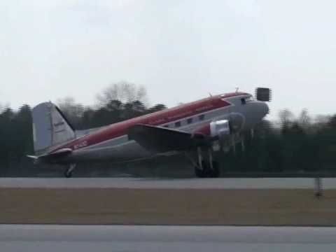 DC-3 Landing In A Stiff Crosswind At Columbus, GA